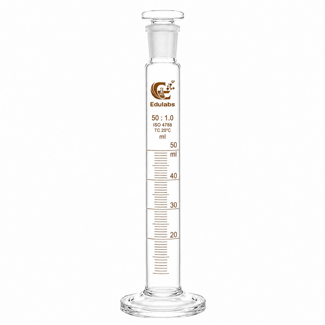 Mixing Cylinder with Glass Stopper, Round Base, Class B